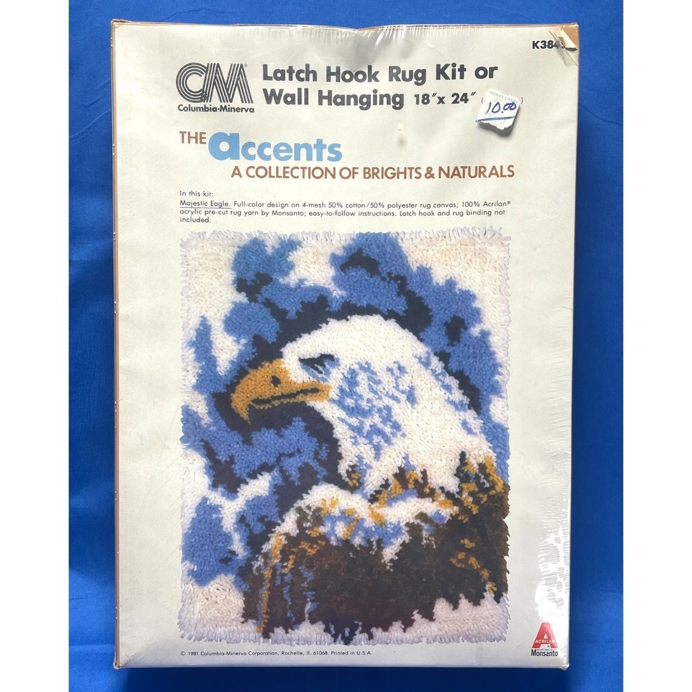 Columbia-Minerva American Eagle NEW K3845 Latch Hook Rug Kit Monsanto Vintage